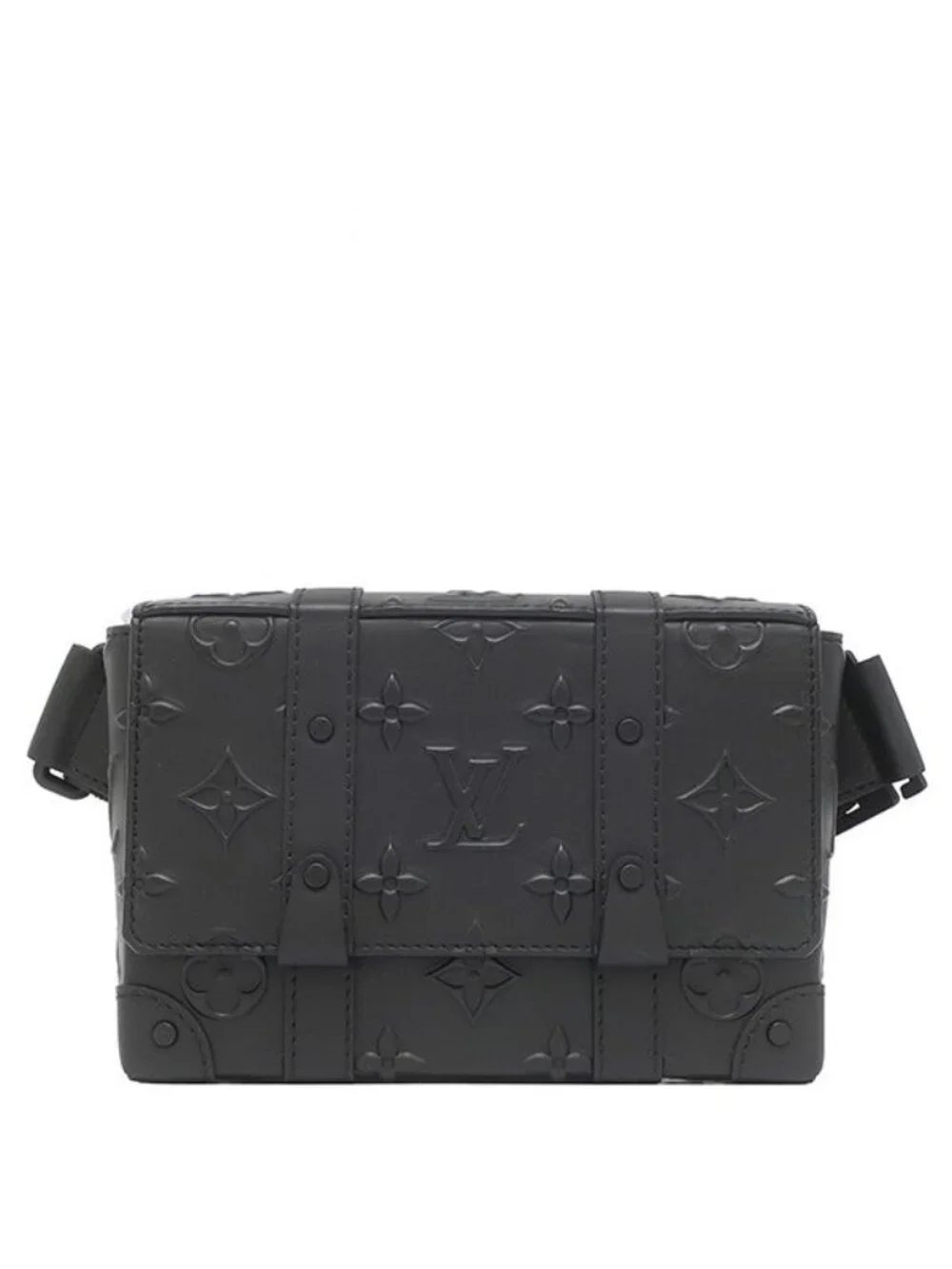 Louis Vuitton Shoulder Bag Trunk Leather Monogram Seal Black